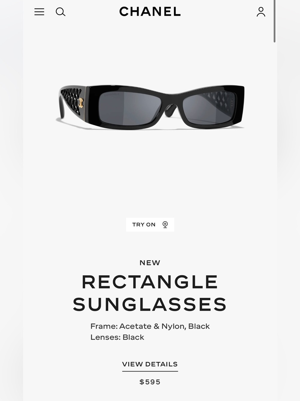 Chanel 2026 rectangle sunglasses